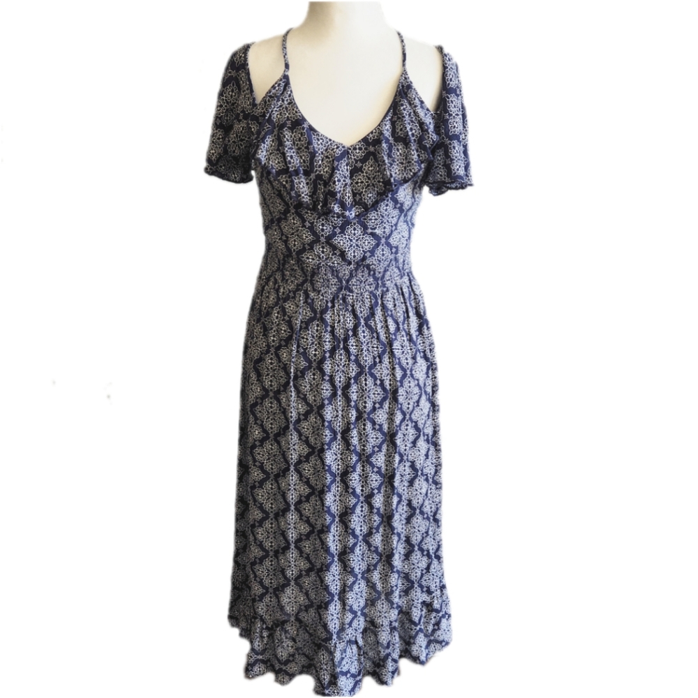 Kut From The Kloth Bandana Print Cold Shoulder Dress